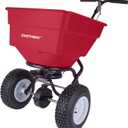 EarthWay Products 2170 100lb Broadcast Spreader Lawn Aerator, Fertilizer Spreader, Grass Seeder, Heavy-Duty Push Spreader with Adjustable Drop Rate, 13-Inch Pneumatic Tires, Side Spread Control, Red