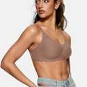 OEAK Womens Wireless Bras Comfortable Push Up Bra Smooth U Neck Bralette Full Coverage Bras Seamless Tshirt Everyday Bras (XX-Large, Coffee)