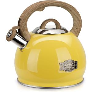 Tea Kettle for Stovetop, 2.7 Quart Loud Whistle Stovetop Teapots,Food Grade Stainless Steel Tea kettles for Stove Top with Anti-hot Ergonomic Handle,Suitable for All Heat Sources,Yellow