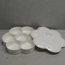 Divided Serving Dishes with Lid, Melamine Appetizer Tray with 7 Removable Compartment, Divided Serving Platter for Chips and Dip, Nuts and Snacks, White