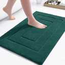 Buganda Bathroom Rugs, 30" x 20", Soft and Absorbent Microfiber Bath Rugs, Non-Slip Shaggy Shower Carpet, Machine Wash Dry Bath Mats for Bathroom Floor, Tub and Shower, Dark Green