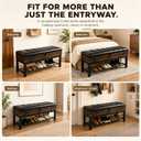 43.3'' Storage Bench with Shoe Rack, Tufted Entryway Bench, 43.3 x 19.7 x 16.5 inches