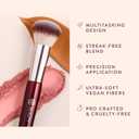 BK BEAUTY 116 SMALL ROUND COMPLEXION BRUSH Compact Round Makeup Brush for Precise Blending of Cream Blush, Contour, Bronzer & Foundation, Vegan Bristles