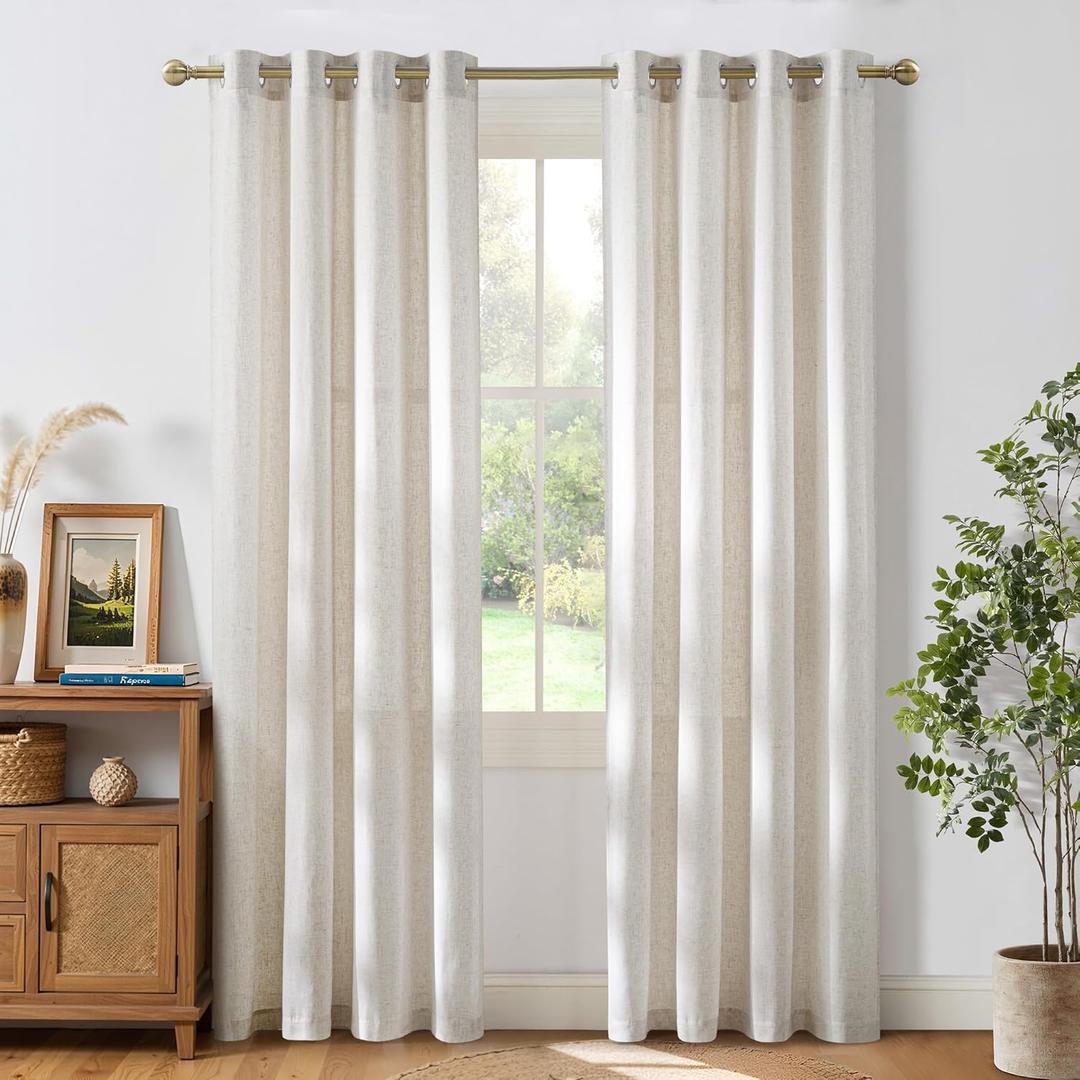 NICETOWN Linen Curtains 84 inches Long, Grommet Thick Flax Linen Privacy Assured with Light Filtering Window Treatments for Bedroom/Living Room, Vannila, W55 x L84, 2 Panels (Vanilla) NICETOWN Linen Curtains 84 inches Long, Grommet Thick Flax Linen Privacy Assured with Light Filtering Window Treatments for Bedroom/Living Room, Vannila, W55 x L84, 2 Panels (Vanilla)