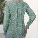 CiCiBird Womens Casual V Neck Blouses Button Down Shirts Long Sleeve Floral Print Business Work Tops (Green, L)