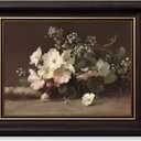 Vintage White Roses Wall Art, Moody Romantic Floral Still Life Wall Decor, 24"L x 16"W
