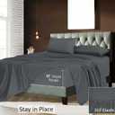 RUVANTI King Size Sheets Set, Brushed Microfiber Sheets 4 Pieces (1 Fitted Sheet, 1 Flat Sheet, 2 Pillowcases), with 15-inch Deep Pockets, Lightweight & Compfy Premium Hotel Bedding, Dark Grey