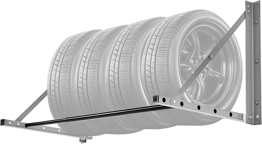 VEVOR Wall Mounted Folding Tire Rack, 32" - 48" Adjustable Tire Rack, Q235 Heavy-Duty Steel Tire Storage Rack for R14-R20 inch Standard Tires, Max 300lbs Load Capacity for Garage Workshop Repair Shop