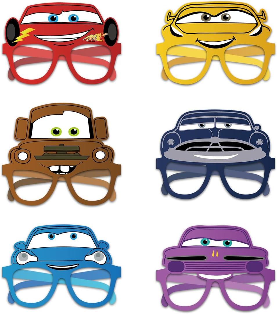 We1Fit 12pcs Race Car Paper Eyeglasses Race Car Party Favors Supplies Birthday Party Decorations Gifts Photo Booth Props