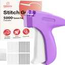 Stitch Gun for Clothes, Portable Handheld Tagging Gun for Clothing, Stitch Quick Clothing Fixer Includes 2500 Black Fasteners & 2500 White Fasteners with 6 Needles, Purple