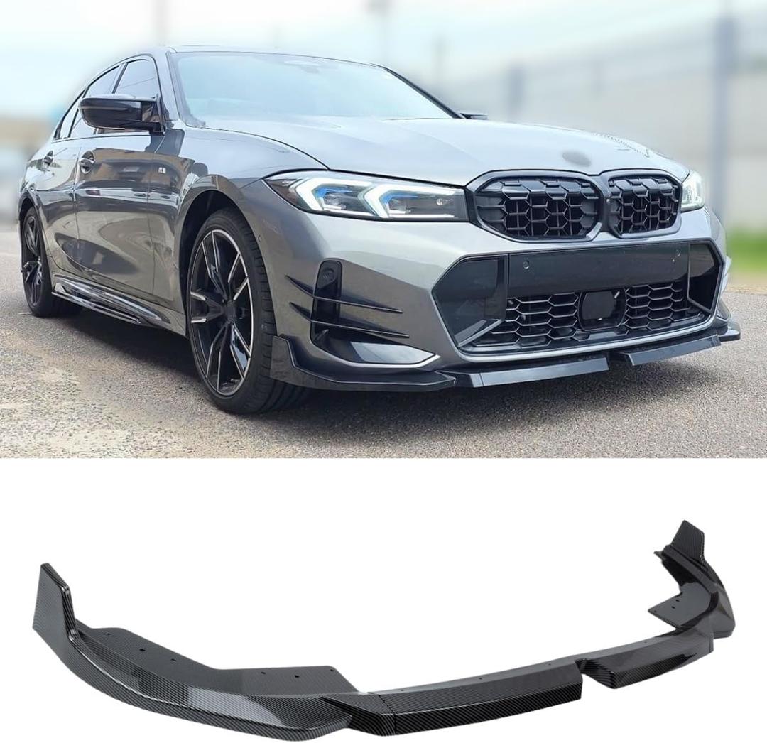 Front Lip Splitter Compatible with BMW 330i 330e M340i G20 LCI M Sport 20232026, Carbon Fiber Pattern, Bumper Chin Spoiler Fits for 3 Series & xDrive Models WheelX