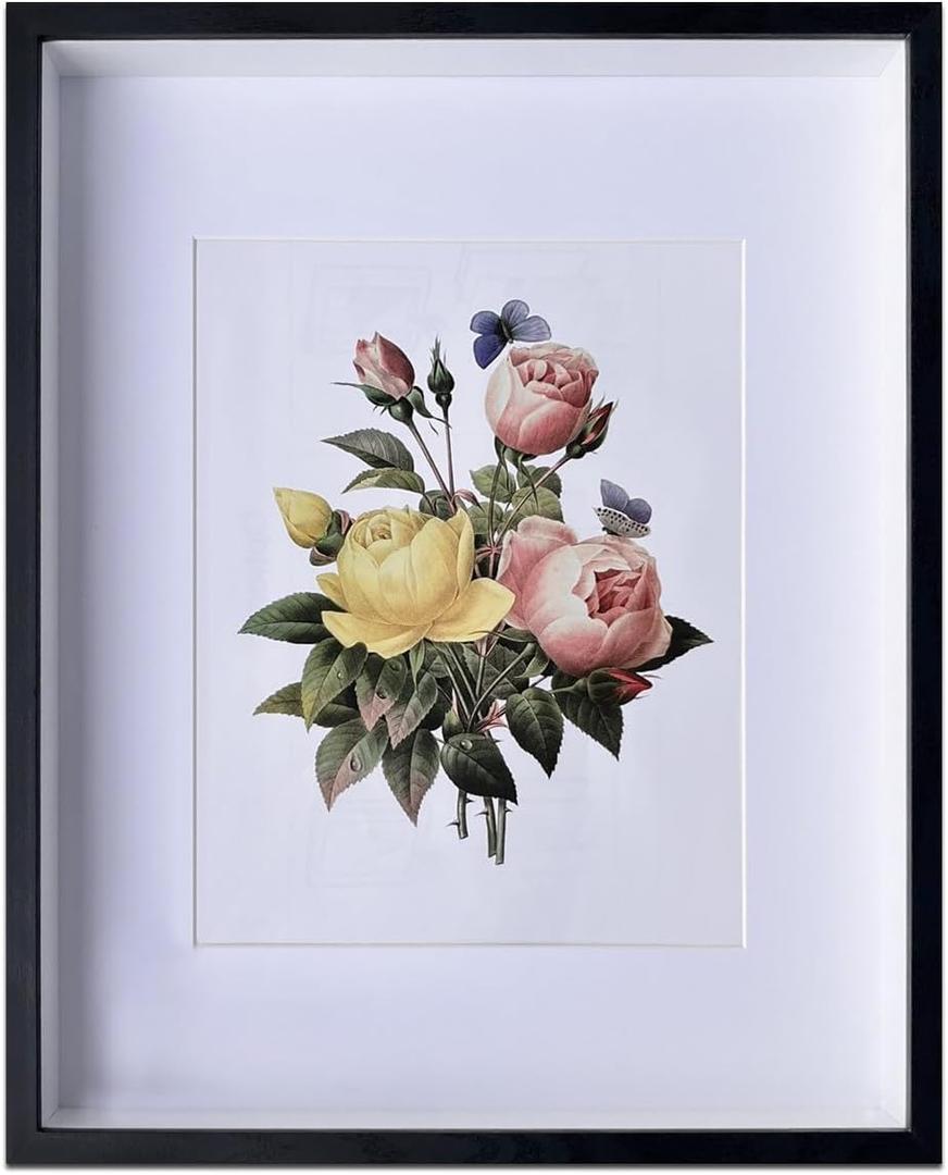 EKMAX 16X20 Shadow Box Frame in Black with Soft Linen Back - Composite Wood with Plexiglass for Wall and Tabletop