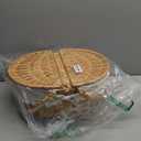 Wicker Picnic Basket with Removable Liner, Empty Picnic Baskets with Lid, Vintage-Style Picnic Hamper with Folding Woven Handle for Picnic, Camping, Outdoor, Halloween, Thanks Giving, Birthday (Cream)