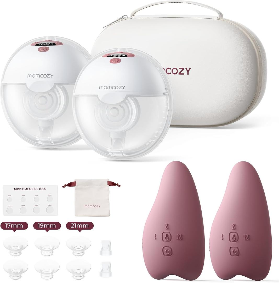 Momcozy M5 Breast Pump & A1 Lactation Massager Combo -Wearable Breast Pump with Double-Sealed Flange (3 Modes/9 Levels) + 2-In-1 Lactation Massager (Heat & Vibration) for Clogged Ducts & Milk Flow