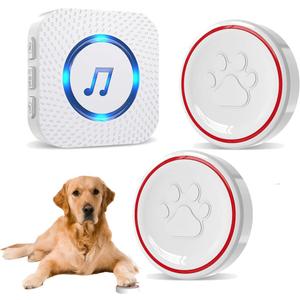 ChunHee Smart Dog Door Bell Wireless Puppy DoorBell for Potty Training, Dog Bells to go Outside, Bells for Dogs to Ring to go Potty, 2 Dog Buttons [New 2025] (1 White Receiver+2 White Button)