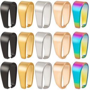 SUNNYCLUE 1 Box 50Pcs Stainless Steel Pinch Bails Rose Gold Silver Snap on Bails Pendant Bail Connectors 7x4x3mm Ice Pick Pinch Bail Open Clasp Bails Necklace Pinch Clasps for Jewelry Making Supplies