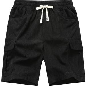 Boy's Corduroy Hiking Cargo Shorts Lightweight Workout Shorts with Multi Pockets