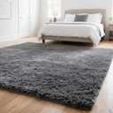 Grey Fluffy 8x10 Area Rug for Living Room, Plush Shag Rugs for Bedroom, Large Soft Furry Carpets for Kids Room, Modern Indoor Nursery Carpet for Classroom Dorm Cozy Comfy Home Decor