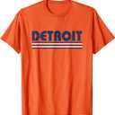 Detroit Vintage 80s Retro Style Orange T-Shirt (Small)