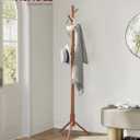 VASAGLE Solid Wood Coat Rack, Free Standing Tree-Shaped Coat Rack with 8 Hooks, 3 Height Options, for Clothes, Hats, Bags, Living Room, Bedroom, Home Office, Caramel Brown URCR04WN