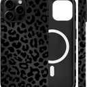 Magnetic for iPhone 16 Pro Max Case Cute Black Leopard Phone Case, Shockproof Slim TPU and Hard PC Protective Phone Cover Compatible with MagSafe Designed for Women Girls