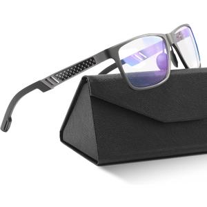 IBOANN Blue Light Glasses for Men - Lightweight Al-Mg Metal, Gaming Computer Blocking Glasses, Eye Protection Anti Eyestrain (Silver)