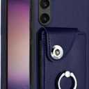 Case for Samsung Galaxy A17 5G Wallet Case with Card Holder PU Leather with Ring Kickstand Durable Magnetic Clasp Shockproof Cover for Samsung Galaxy A17 5G Blue YBK
