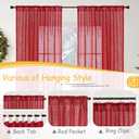 YoungsTex Red Linen Semi Sheer Curtains 80 Inch Length - Light Filtering Drapes with Back Tab Rod Pocket Lightweight for Living Room Window, 2 Panels, 52 X 80 Inch