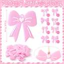 Shellwei 24 Pcs Pink Bow Ornaments for Christmas Tree Pink Coquette Ornaments Bow Hanging Decorations for Christmas Tree Wreath Gift Packaging Home Coquette Room Indoor Holiday Xmas Party Decorations