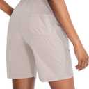 G Gradual Women's 7" / 9" Shorts with Deep Pockets Elastic Waist Bermuda Jersey Long Shorts for Woman Lounge Walking (Beige, XL)