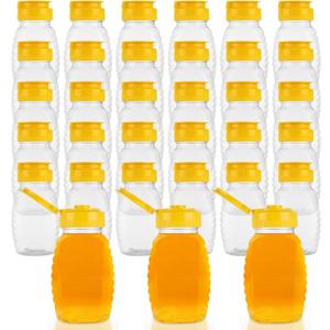 30 Pcs 6oz Honey Squeeze Bottles, Clear Plastic Honey Jar with Flip Lid, Leak Proof Honey Container Honey Dispenser for Storing and Dispensing Honey