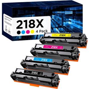 218X High Yield Toner Cartridge (No Chip) Replacement for HP 218X W2180X 218A W2180A Works with HP Color Laserjet Pro 3201DW MFP 3301FDW 3301SDW Printer (4 Pack, Black, Cyan, Yellow, Magenta)