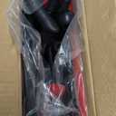 Broom with Dustpan Combo Set 54" Long Handle Adjustable Length Stainless Steel Broomstick Standing Dust Pan and Broom Set for Office Home Kitchen Lobby Floor Cleaning (Red and Black)