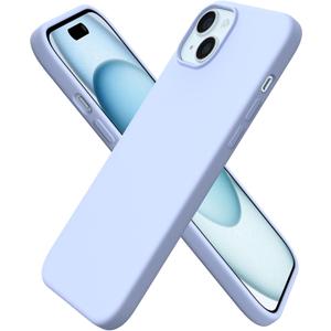 ORNARTO Compatible with iPhone 15 Plus Case 6.7", Slim Liquid Silicone 3 Layers Full Covered Soft Gel Rubber Cover Protective Phone Case with Anti-Scratch Microfiber Lining-Baby Blue