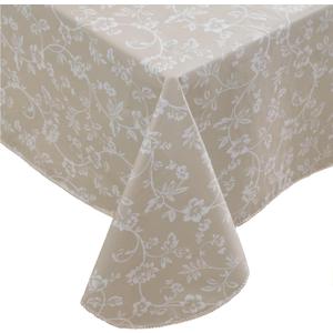 Heavy Duty Vinyl Tablecloth with Flannel Backing Waterproof Oil-Proof Plastic Table Cloth Stain-Resistant Wipeable Rectangle or Square Table Cover for Indoor and Outdoor (Beige Floral,52x70 Inch)