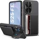 BXYJY for Samsung Galaxy S25 FE Case Wallet, Card Holder (3-5 Cards), Camera Cover Stand, Military Grade Drop Protection, Rugged Hard Heavy Duty Men Women Phone Case for Galaxy S25 FE 6.7" 2025, Black