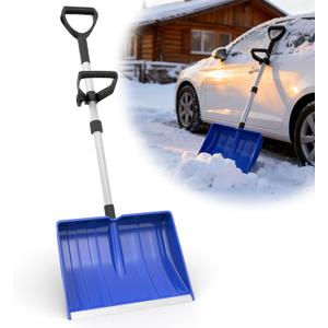Snow Shovel for Driveway Car Garage, 48 Inch Snow Removal with D-Grip Handle Aluminum Strip, Ergonomic Heavy Duty Snow Shovel for Home Garden Outdoor, Blue