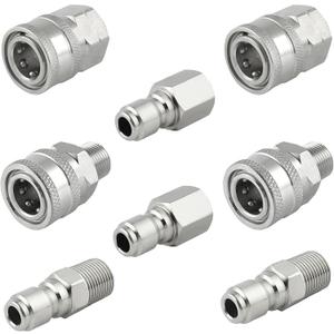 Pressure Washer Quick Connect 3/8 Inch, Pressure Washer Fittings, Stainless Steel Adapter Set, Female and Male Thread, 8 Pieces