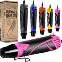 Heat Gun for Crafting, Mini Dual Temp Hot Air Gun Tool for Epoxy Resin, Shrink Wrapping, Vinyl Wrap, Embossing, Electronics, Candle Making, Sublimation, Phone Repair & DIY (Pink/Black)