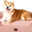 EHEYCIGA Orthopedic Dog Beds for Large Dogs, Waterproof Memory Foam Large Dog Bed with Sides, Non-Slip Bottom and Egg-Crate Foam Pet Couch Bed with Washable Removable Cover, Dusty Pink