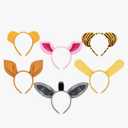 Cindeer 6 Pcs Animal Ears Headbands Party Favors, Halloween Bear Bunny Ear Zoo Animal Costume Headband Plush Ear Hair Hoop