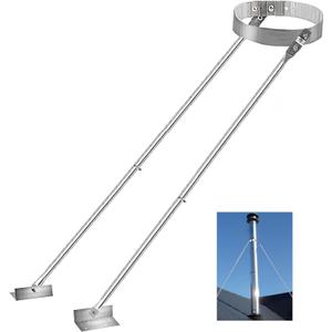 Roof Chimney Stainless Steel Extended Support KitAdjustable Extended Roof Brace Suitable for 6"-14" DiameterSilver Chimney Stove Pipe Support Provide Stability Against Wind