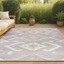 JONATHAN Y SBH107A-8 Sumak High-Low Pile Neutral Diamond Kilim Indoor Outdoor Area Rug Bohemian Geometric Easy Cleaning Bedroom Kitchen Backyard Patio Non Shedding, 8 ft x 10 ft, Beige/Gray