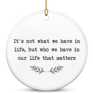 TEEZWONDER Christmas Ornaments Gifts for Women Men - Ceramic Ornaments 2025 for Xmas Tree Decorations - Christmas Birthday Stocking Stuffers Gifts for Mom Dad Sister Brother, Friend Gift Ideas (In Our Life)