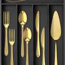 Silverware Organizer Bamboo Kitchen Drawer Organizer Utensil Organizer Silverware Holder Cutlery Organizer in drawer Flatware Organizer Tray (Black 5 Slots)