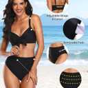 Tempt Me Two Piece Swimsuits - High Waisted Bikini Tummy Control Full Coverage Bathing Suits Ruched Tie Knot Swimwear (Black, XXL)