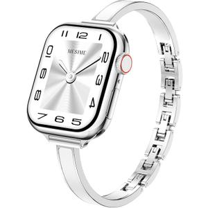 Mesime Slim Dressy Watch Band Compatible with Apple Watch Bands for Women 49mm 46mm 45mm 44mm 42mm 41mm 40mm 38mm, Jewelry Bracelet Metal Designer Fancy Strap for iWatch Ultra 3/2/1 Series 11/10/9/8/7/6/5/4/SE/3/2/1