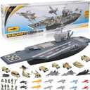 33-Inch Aircraft Carrier Mega Playset - Ultimate Military Battle Set for Boys with Realistic Battleship, Fighter Jets, Toy Soldier Figures, Military Vehicles for Kids Imaginary Pretend Play, Large
