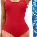 Century Star Womens One Piece Swimsuits 2025 Athletic Swimming Solid One Piece Competitive Bathing Suit for Teens Girls (Size X-Large, Red)