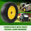AR-PRO (2 Pack) 15x6.00-6 Flat Free Tire and Wheel, Solid Lawn Mower Front Tires with 3" Centered Hub, 3/4" & 5/8" Bearings & 1" Bushings, Compatible with John Deere Riding Mower Lawn Tractor